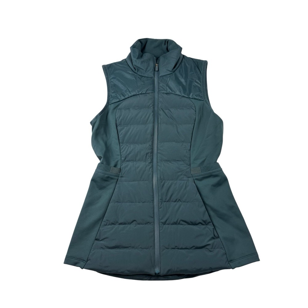 Lululemon Blue Gray Goose Down Puffer Vest Women Size 4 Full Zip Activewear